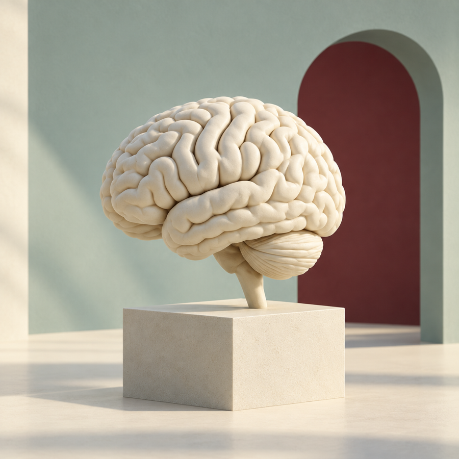 A sculptural brain representing private company intelligence.